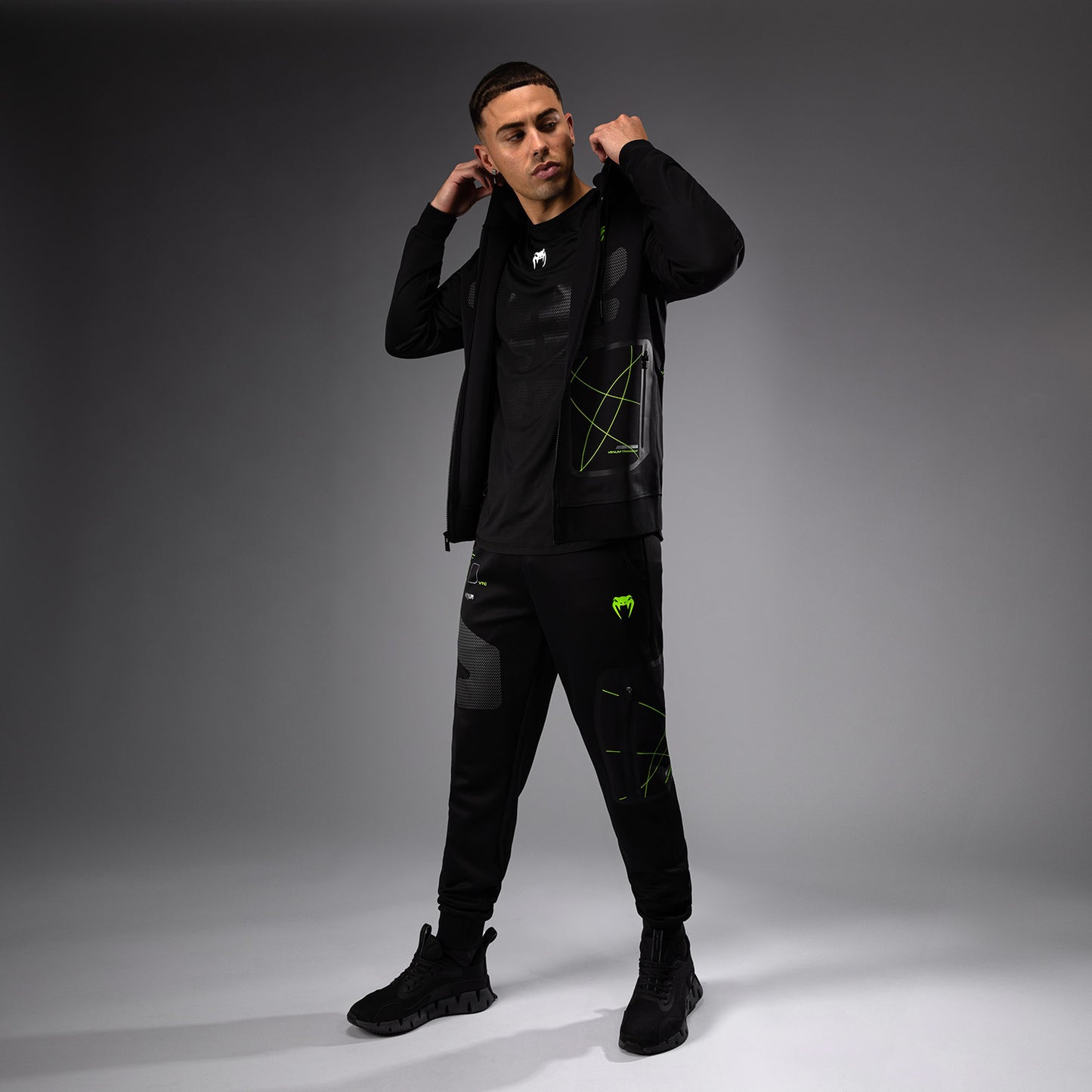 Venum Training Camp 4.0 Full Zip Hoodie - Schwarz/Neogrün