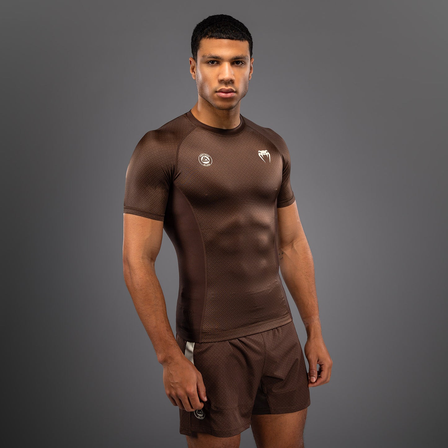 Venum x Roger Gracie Academy Kurzarm Rashguard - Dunkelbraun