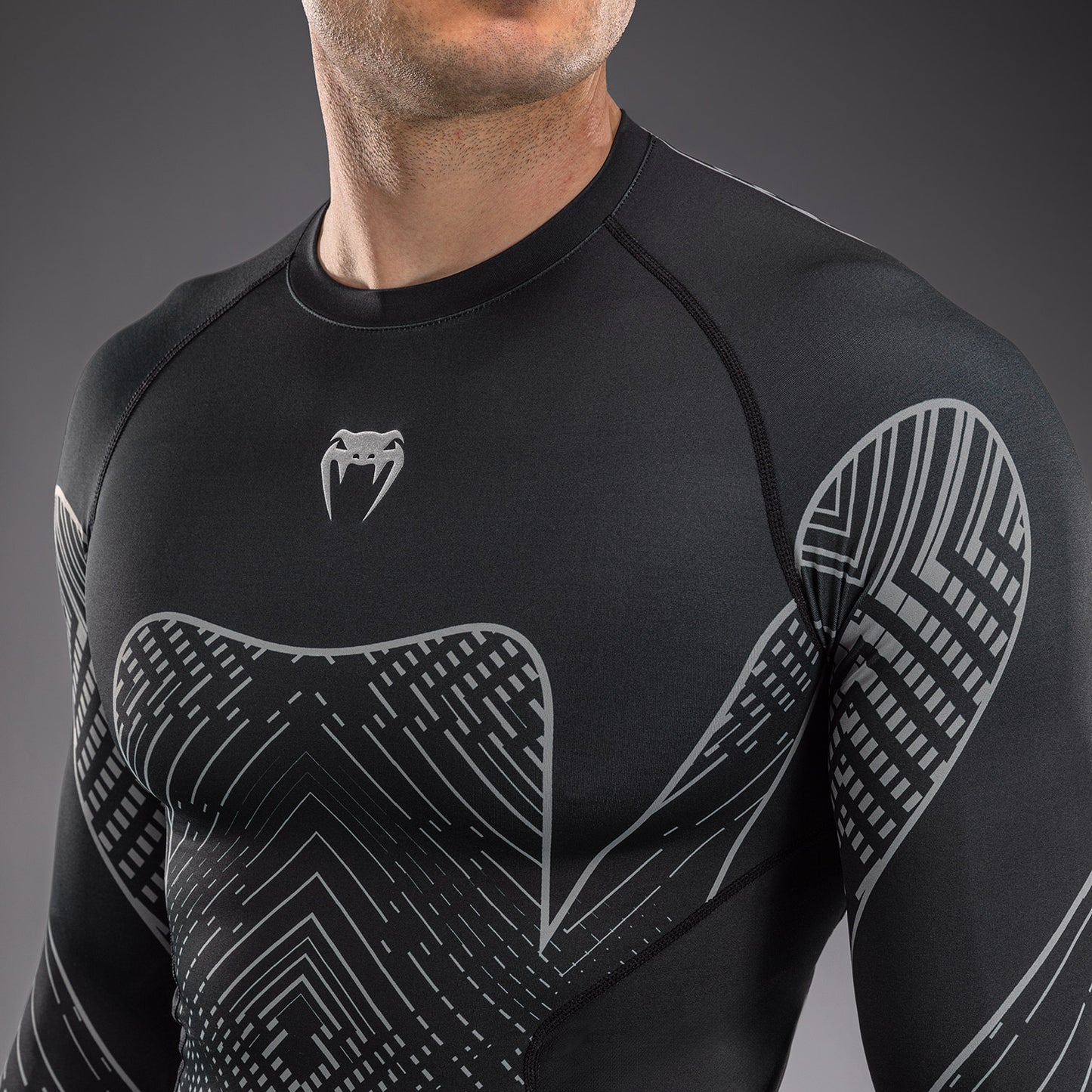 Venum Midnight Fury Langarm Rashguard – Mitternachtsblau/Grau/Silber