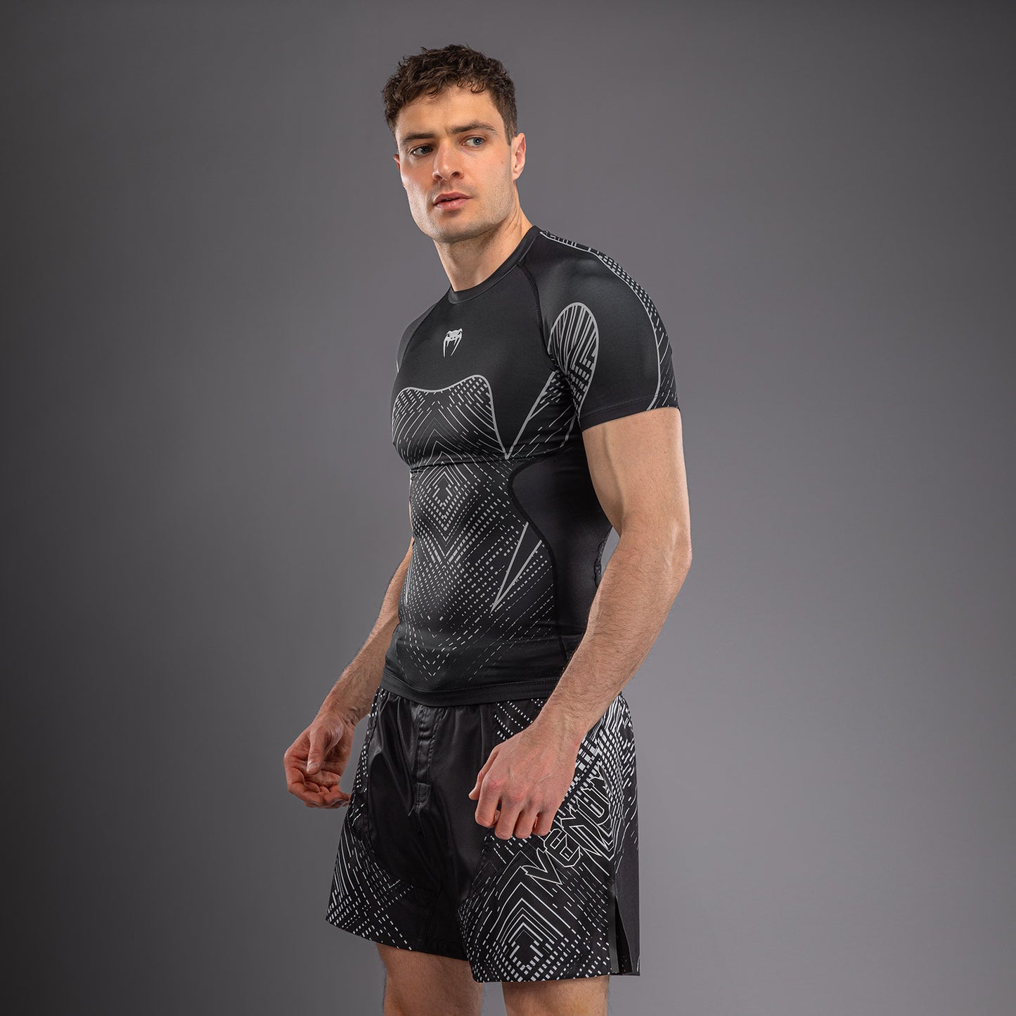 Venum Midnight Fury Kurzarm Rashguard – Schwarz/Grau/Silber