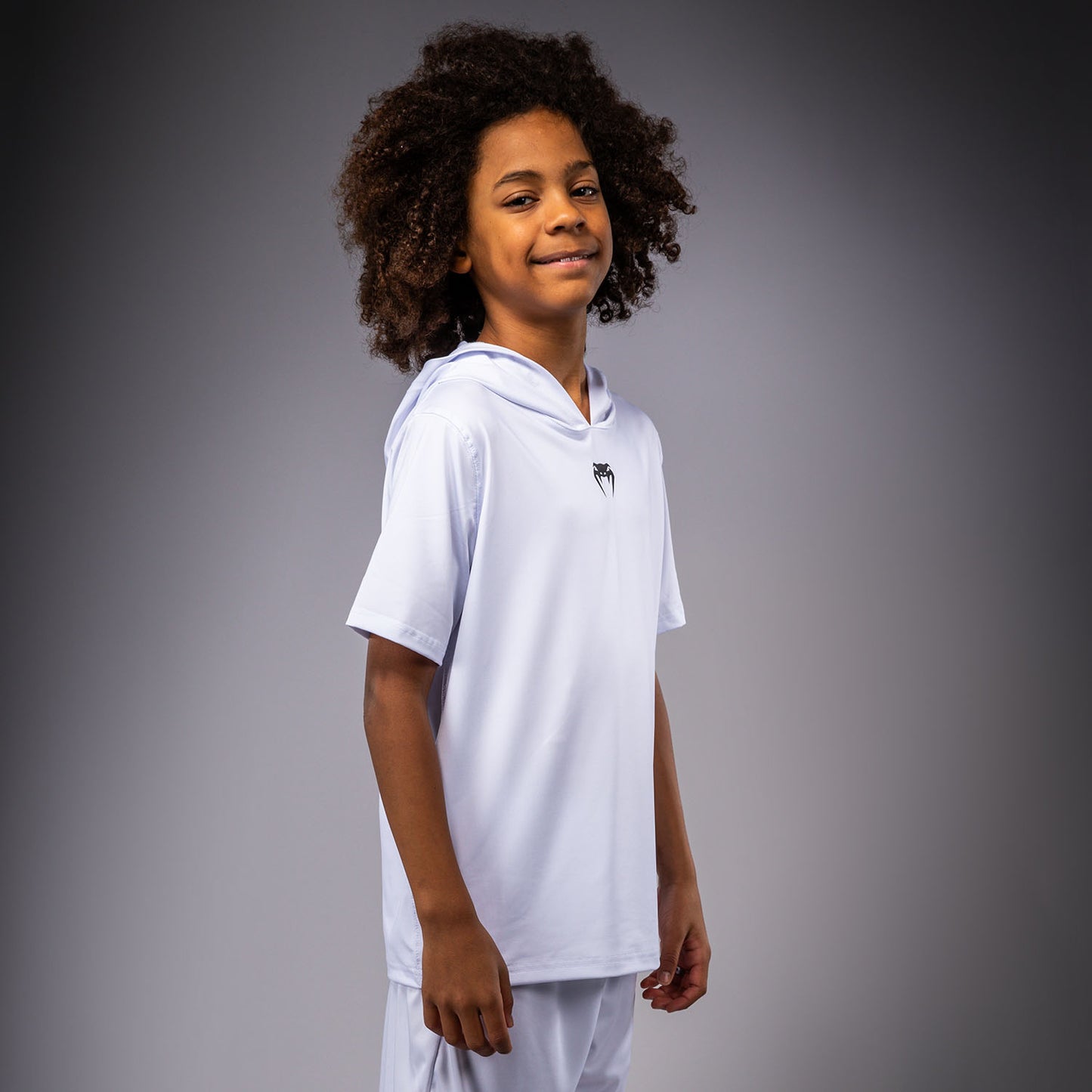 Venum Elite Kurzarm Dry-Tech Kapuzenpullover für Kinder - Weiß