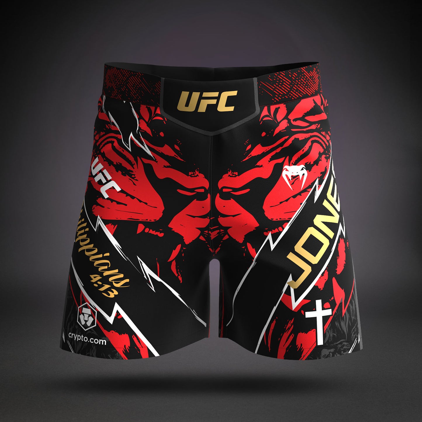 UFC Unrivaled by Venum Jon Jones Herren Short Fit Fight Short - Rot