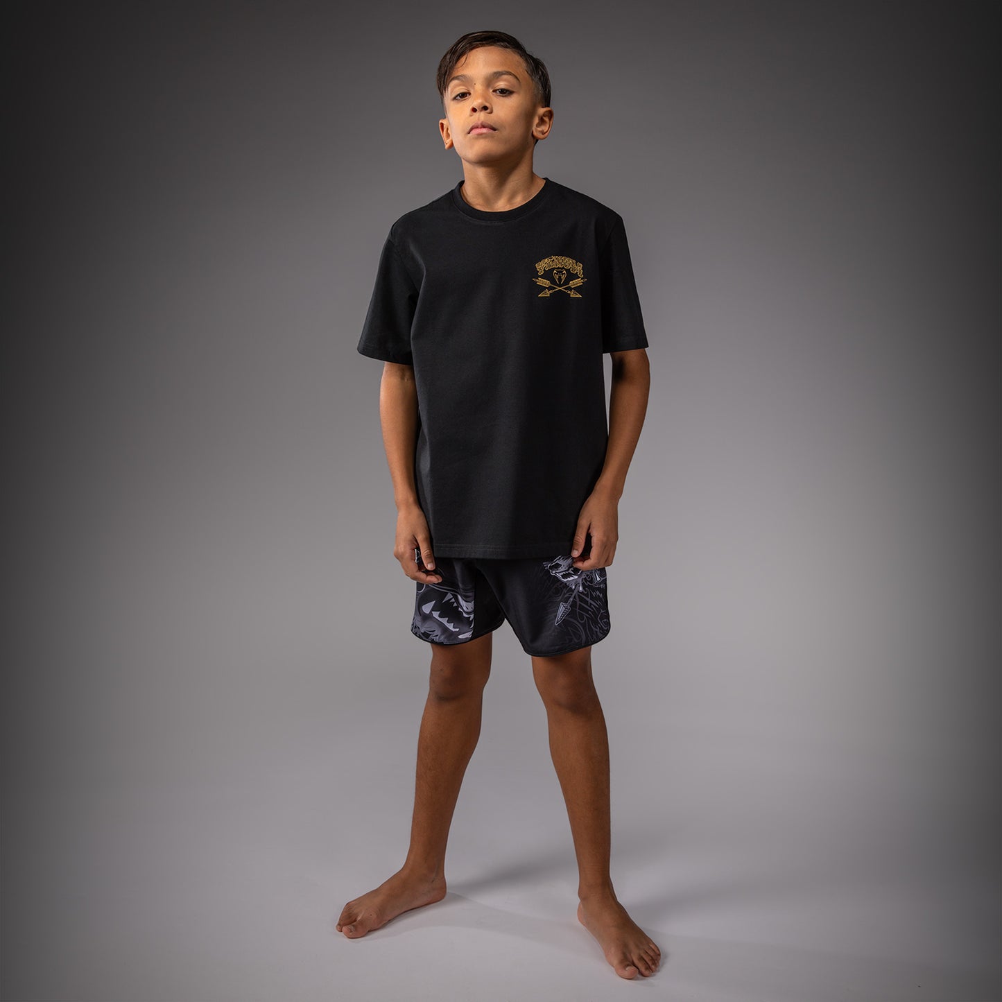 Venum Wolf Atak Kinder T-Shirt – Schwarz/Grau