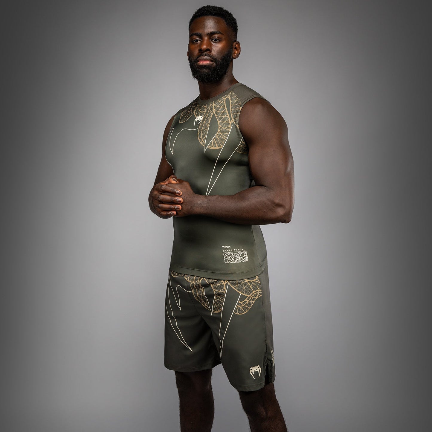 Venum Serpenti Ärmelloses Rashguard – Khaki/Bronze/Ivory