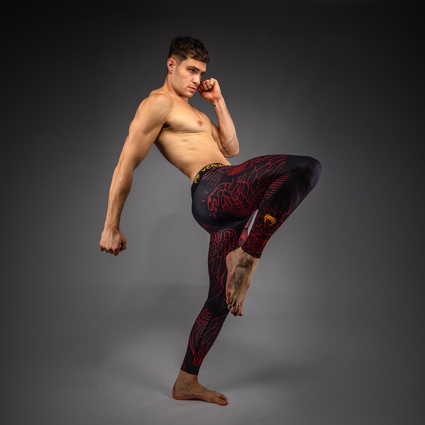 Venum Quetzal Fury Spats - Schwarz/Fury Rot/ Tangerine
