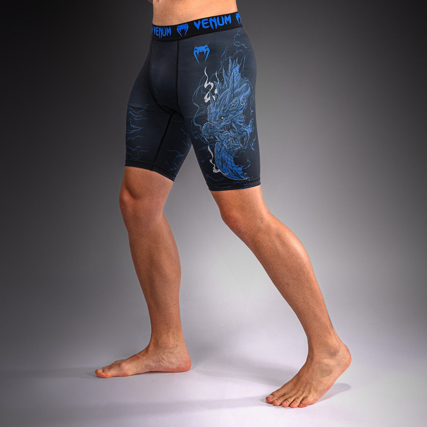 Venum Thunder Dragon Kompressionsshorts – Schwarz/Königsblau