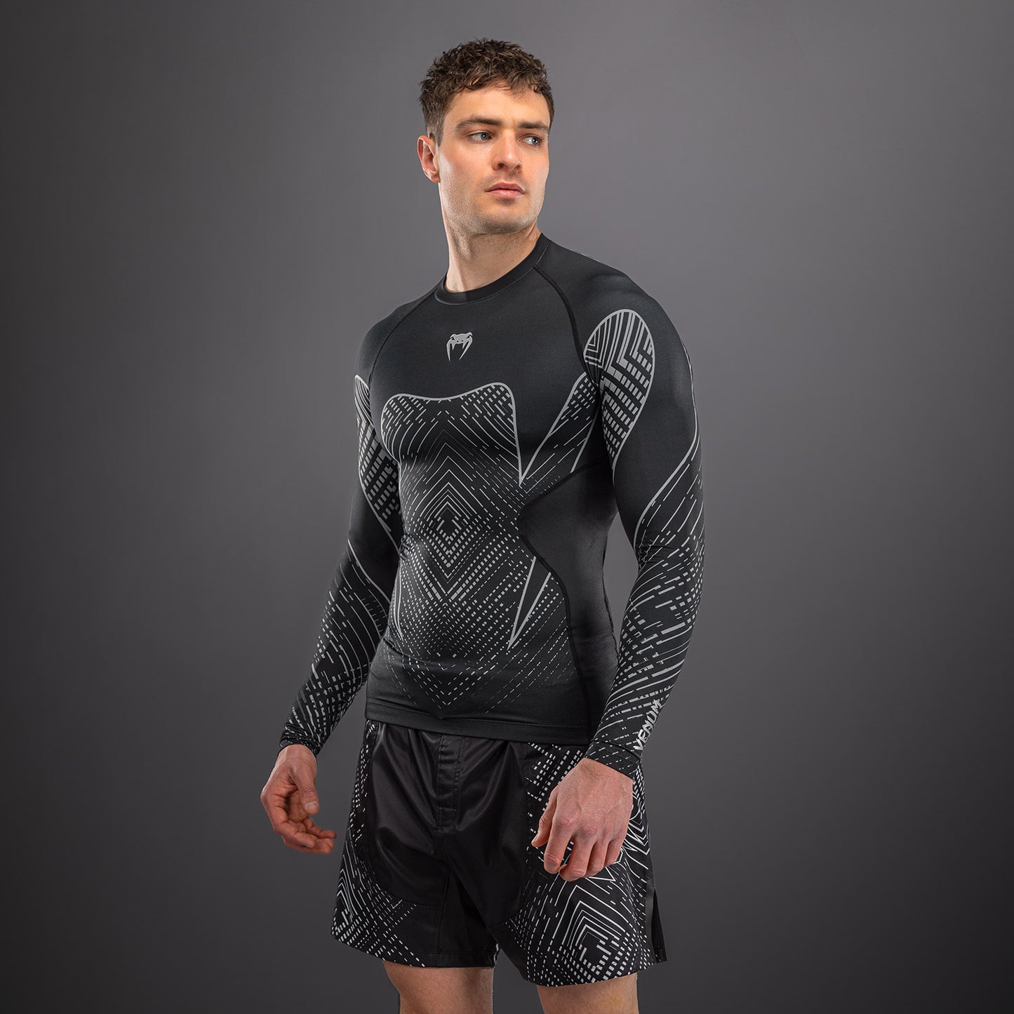 Venum Midnight Fury Langarm Rashguard – Mitternachtsblau/Grau/Silber