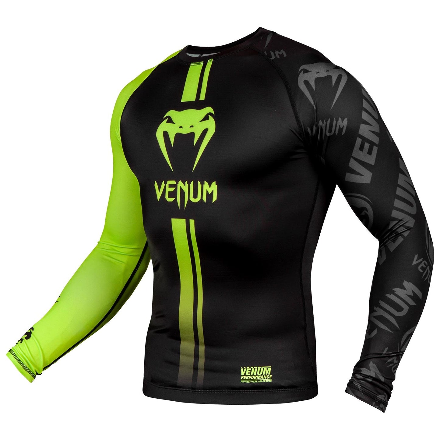 Rashguard Venum Logos - Langarm - Schwarz/Neongelb