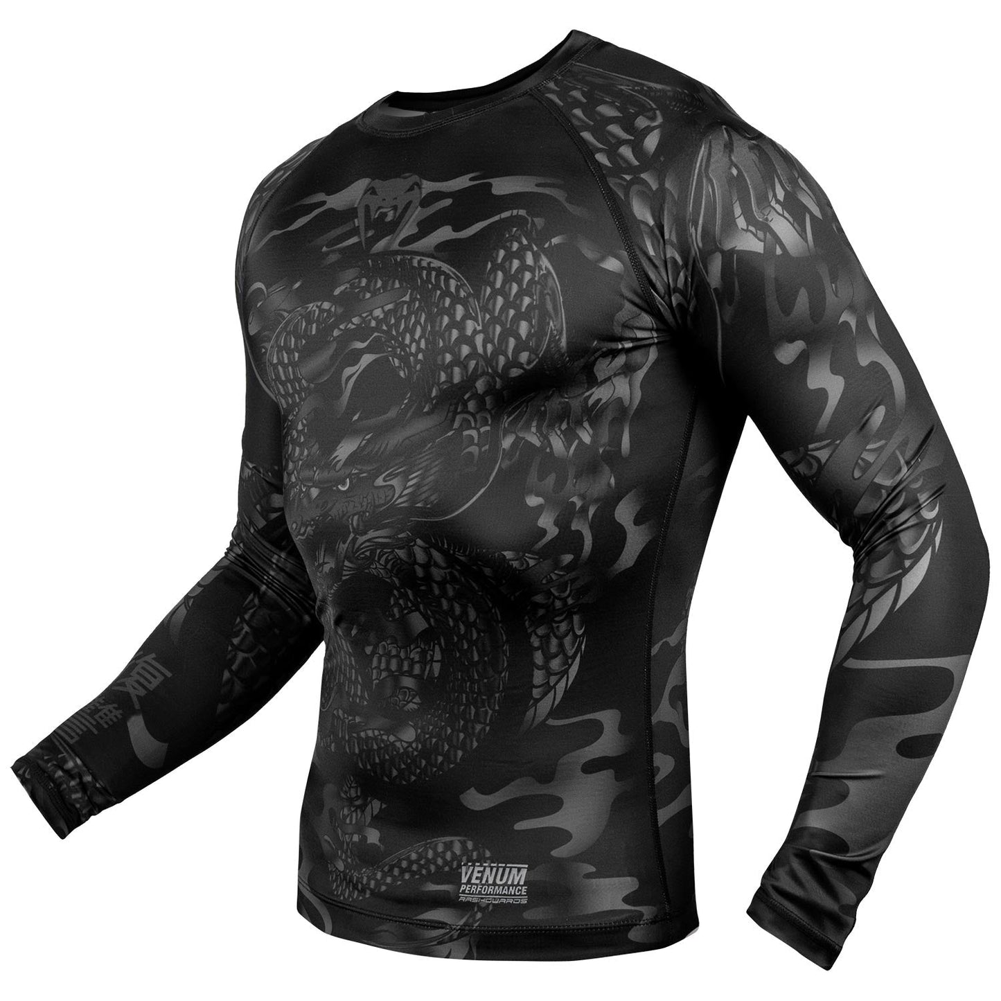 Venum Dragon's Rashguard - Langarm - Schwarz/Schwarz