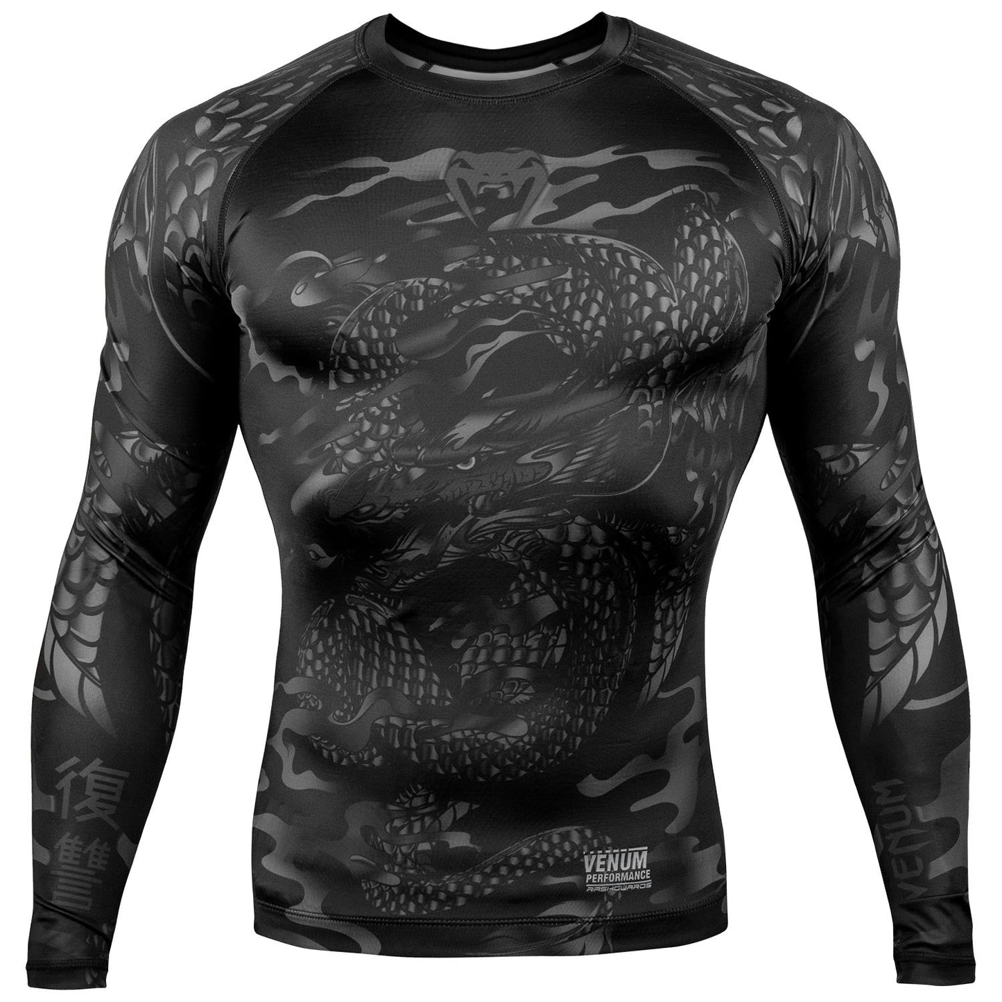 Venum Dragon's Rashguard - Langarm - Schwarz/Schwarz