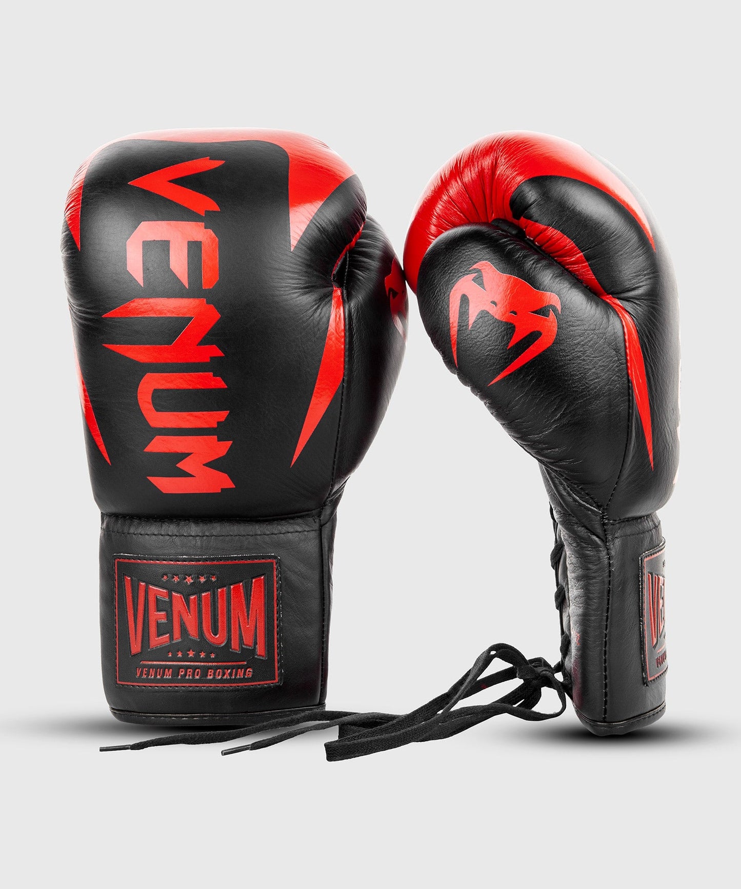 Venum HAMMER professionelle Boxhandschuhe - MIT SCHNÜRUNG - Schwarz/Rot