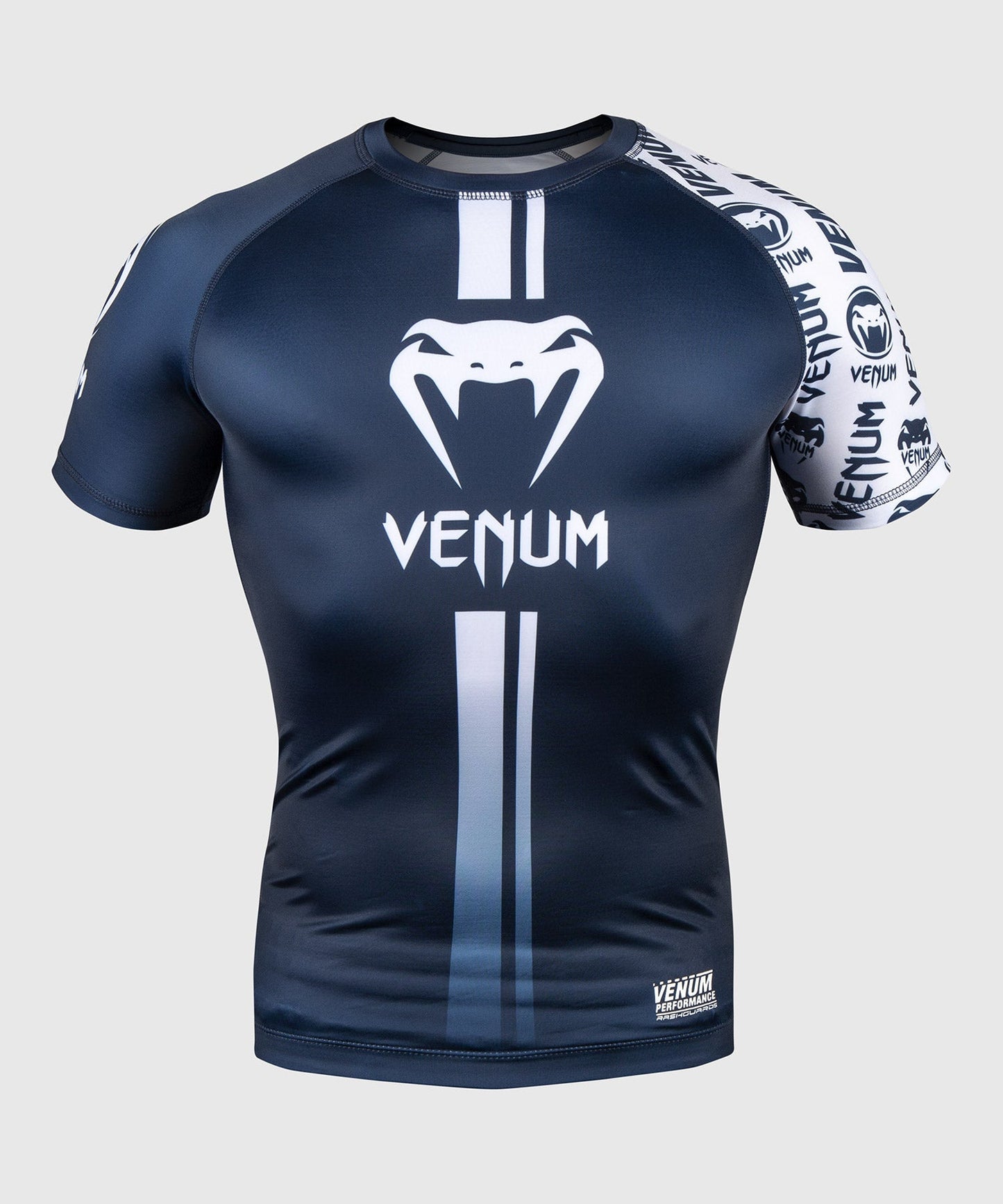 Rashguard Venum Logos - Kurzarm - Marineblau/Weiß