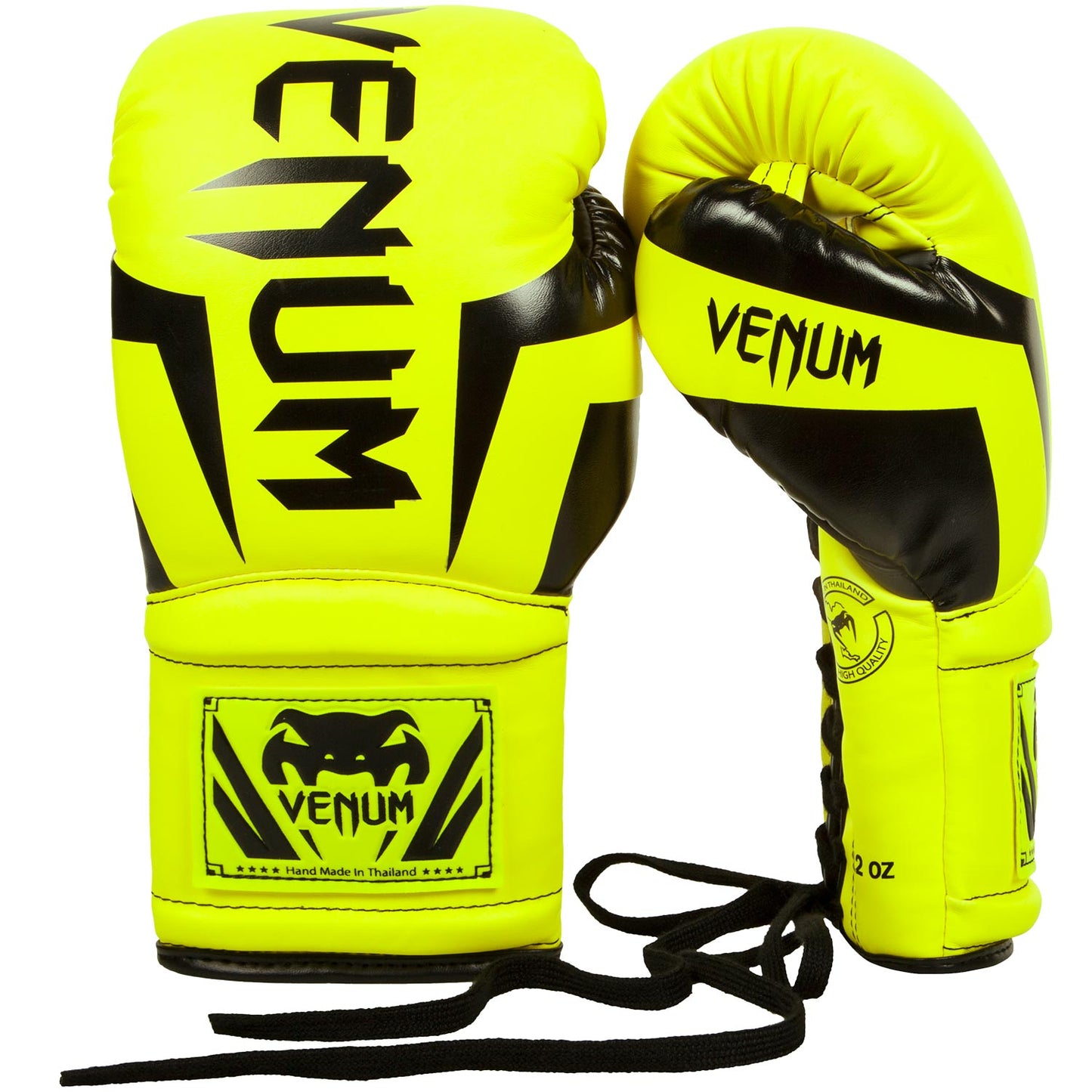 Venum Elite Handschuhe - mit Schnürung - Neongelb