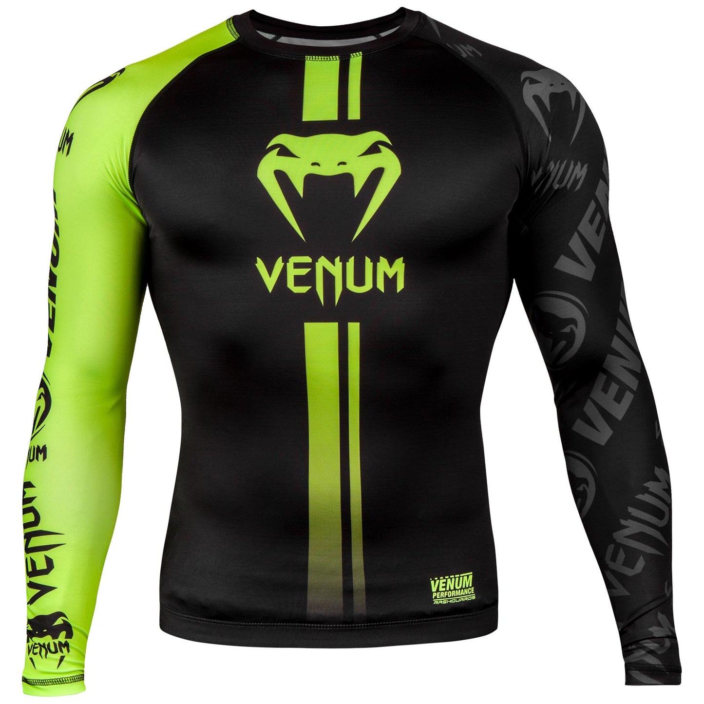 Rashguard Venum Logos - Langarm - Schwarz/Neongelb