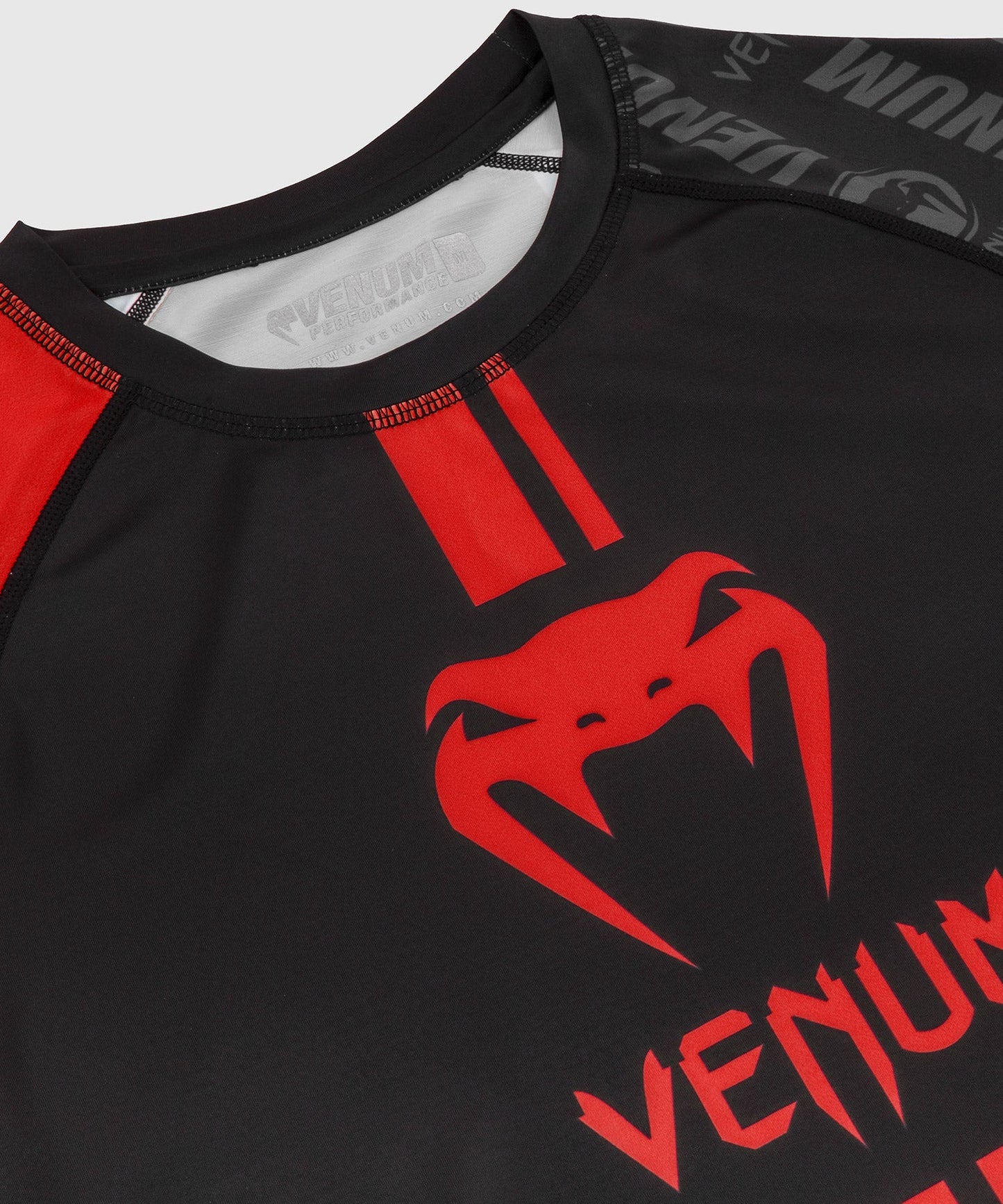 Rashguard Venum Logos - Kurzarm - Schwarz/Rot