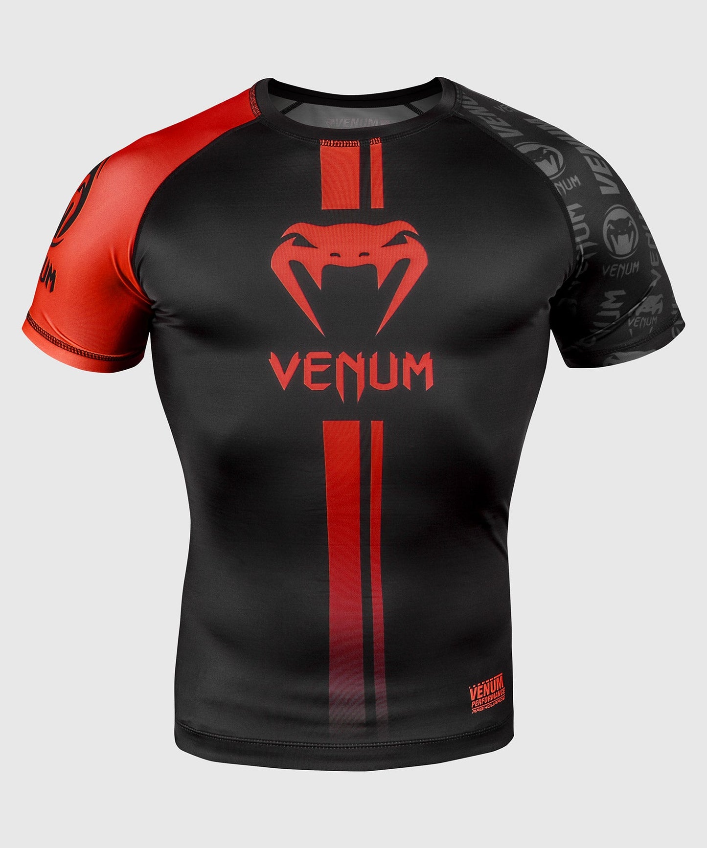 Rashguard Venum Logos - Kurzarm - Schwarz/Rot