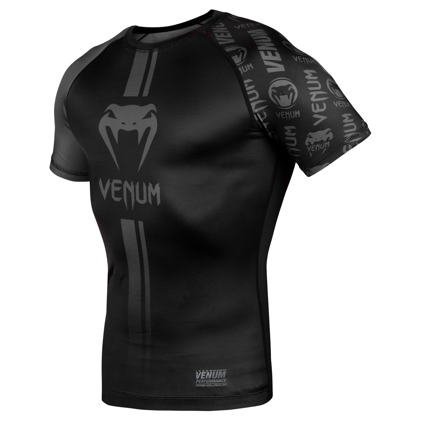 Rashguard Venum Logos - Kurzarm - Schwarz/Schwarz